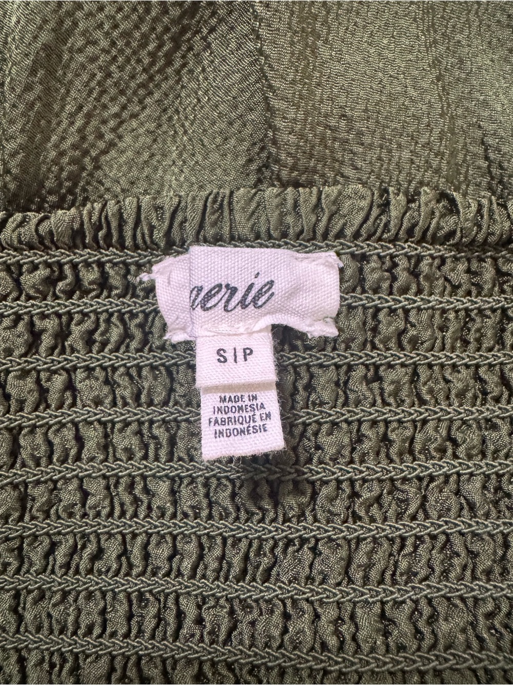Aerie Olive Green Strapless Ruched Babydoll Tube Top Size Small Petite (S/P) - Picture 4 of 4